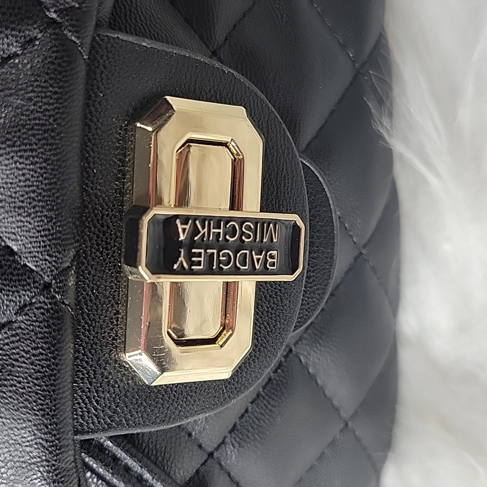 BADGLEY MISCHKA Mini Quilted Black Vegan Leather Backpack NWT - Picture 3 of 10